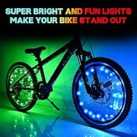 Vista 2 de TINANA Paquete de 2 luces LED para rueda de bicicleta, luces ultrabrillantes impermeables para radios de bicicleta, decoración de ciclismo