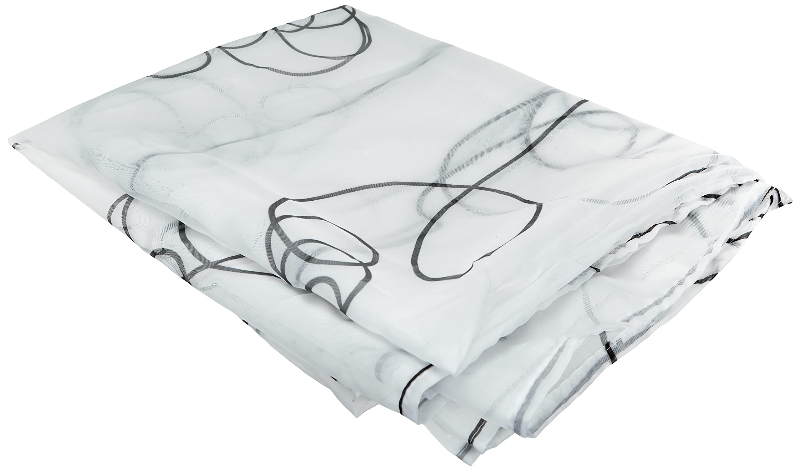 Douceur D'Intérieur 1622788 - Visillo con anillas , Looping , Visillo Estampado Transfer, Blanco/Negro, 140 X 240 Cm