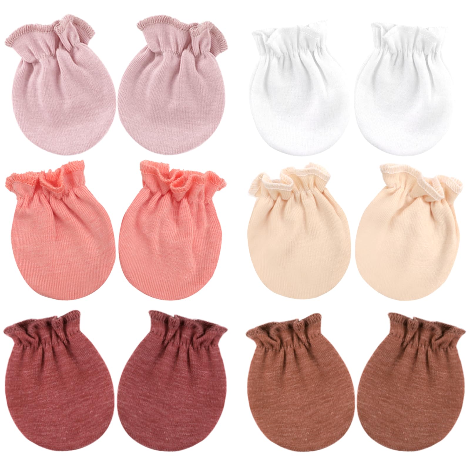 Dreshow 6 Pairs Baby Mittens Mt02-13 Newborn Baby Mittens Infant Gloves No Scratch Mittens Cotton Gloves For 0-6 Months