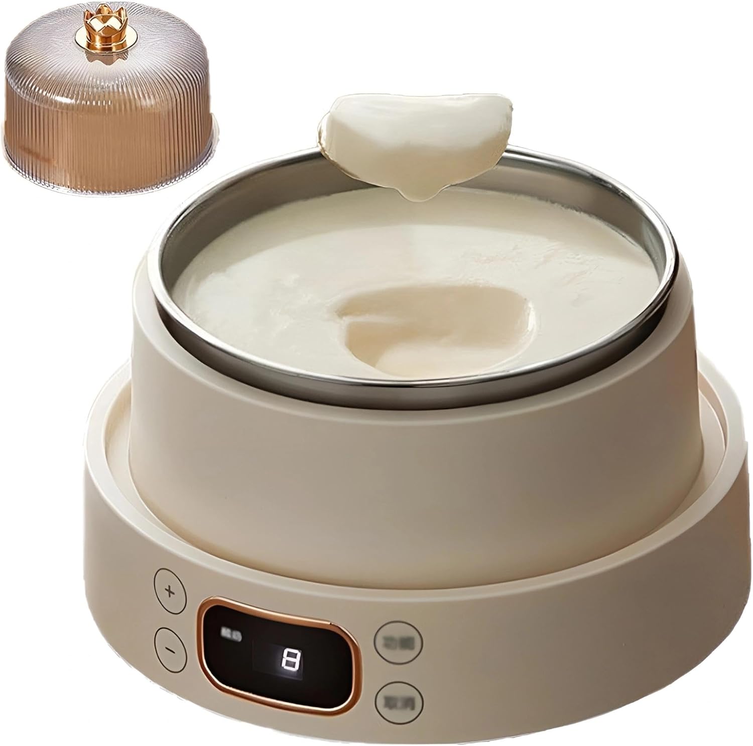 Thermostatic Yogurt Maker, 1L Stainless Steel Inner Bowl, Adjustable from 8 To 12 Hours, Suitable for Making Rice Wine Kimchi and Yogurt