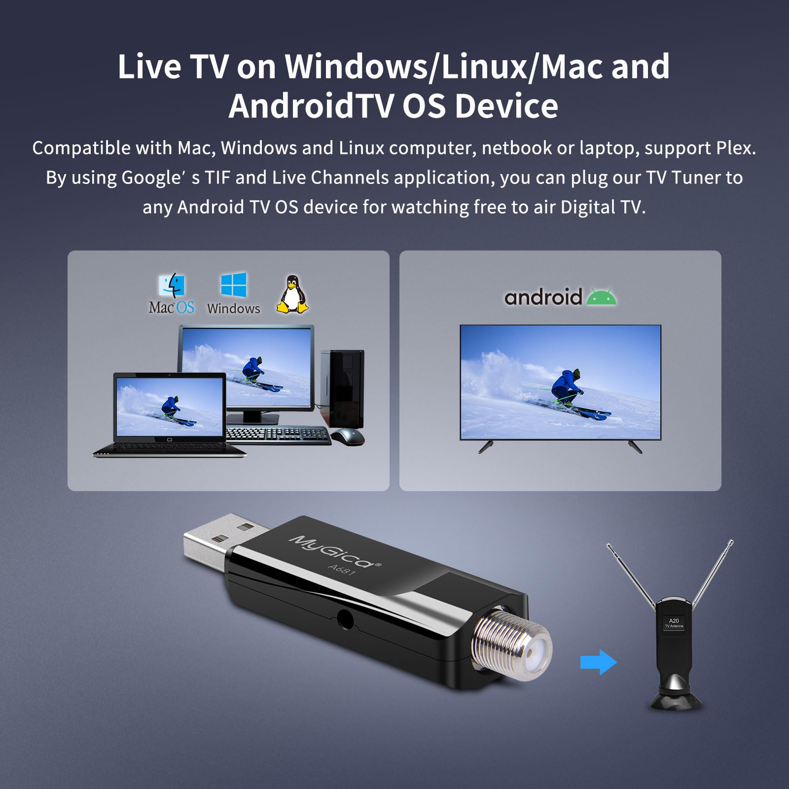 A681b Analog Usb Tv Tuner Card Watching Record Digital Live