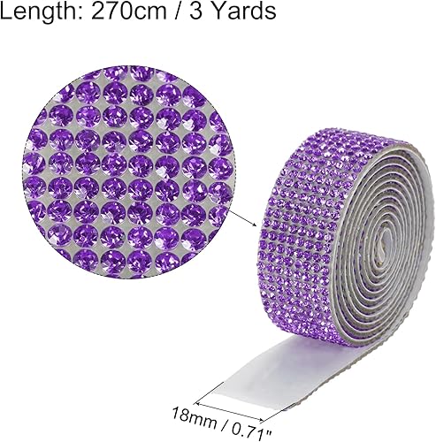 Miniatura 2 de MECCANIXITY 3 rollos de cinta de diamantes de imitación autoadhesiva de 3 yardas de 0.709 in para proyectos de artes y manualidades, pasteles de