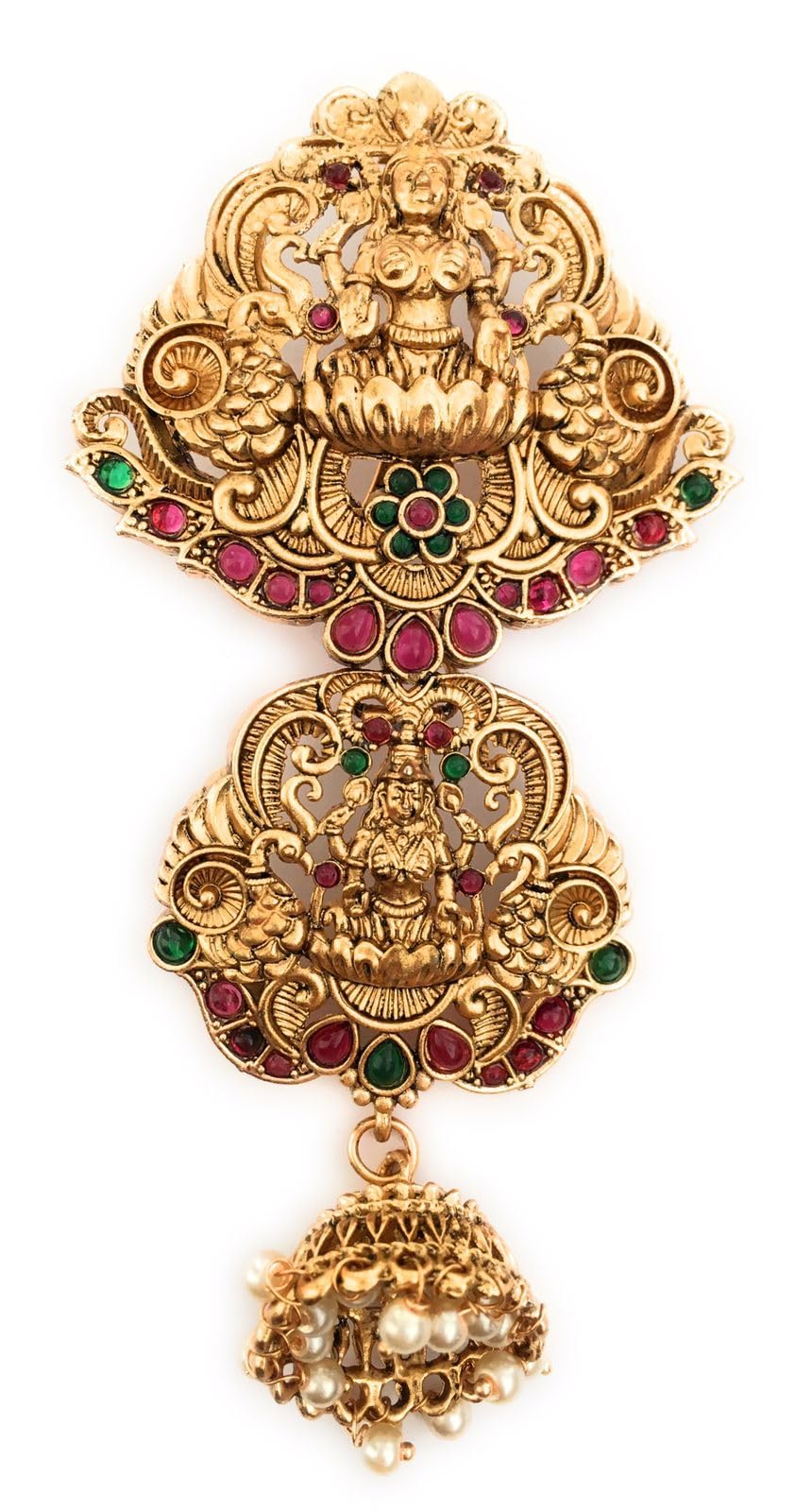 antique gold color finish jada billa for women and girls(pack of 1) with colourful stones wedding party fancy hair clips bun pins juda clips center clips for children (B0DG924WY6) Amazon Price History, Amazon Price Tracker