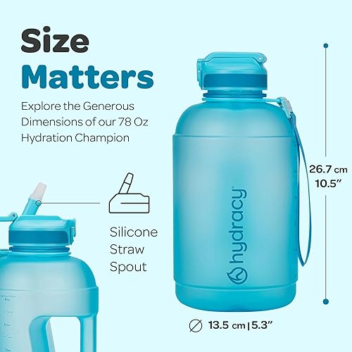 Miniatura 5 de Hydracy Botella de agua con marcador de tiempo, botella de agua grande sin BPA y funda sin sudor, botella de gimnasio a prueba de fugas con infusor