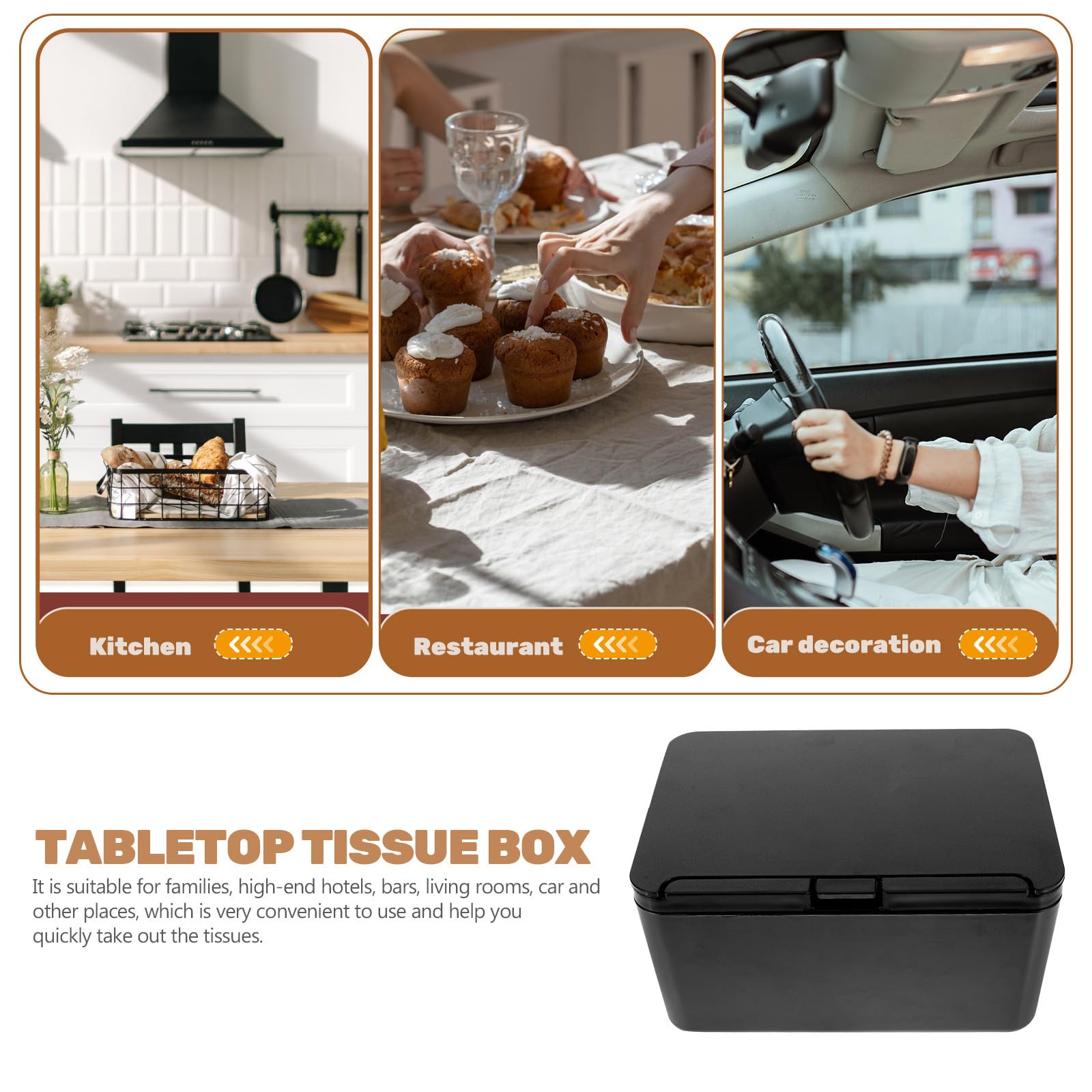 TOYANDONA Dispensador de Servilletas Negro para Escritorio, Caja para Pañuelos Tapa, Material Plástico Resistente, Organizador de Toallitas Húmedas para Hogar y Oficina, Funda para Caja
