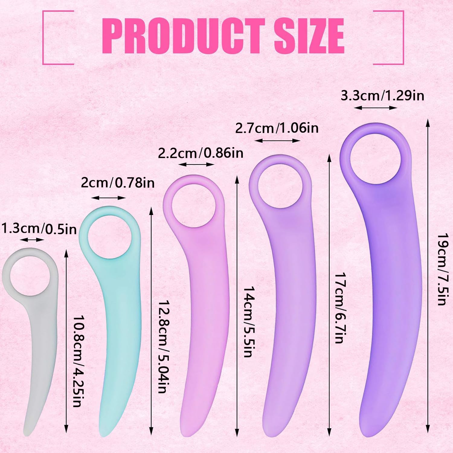 Silicone Dilatatori 5 Pezzi, Dilatatore Vaginale, Dilatatore Ano per Donna Uomo