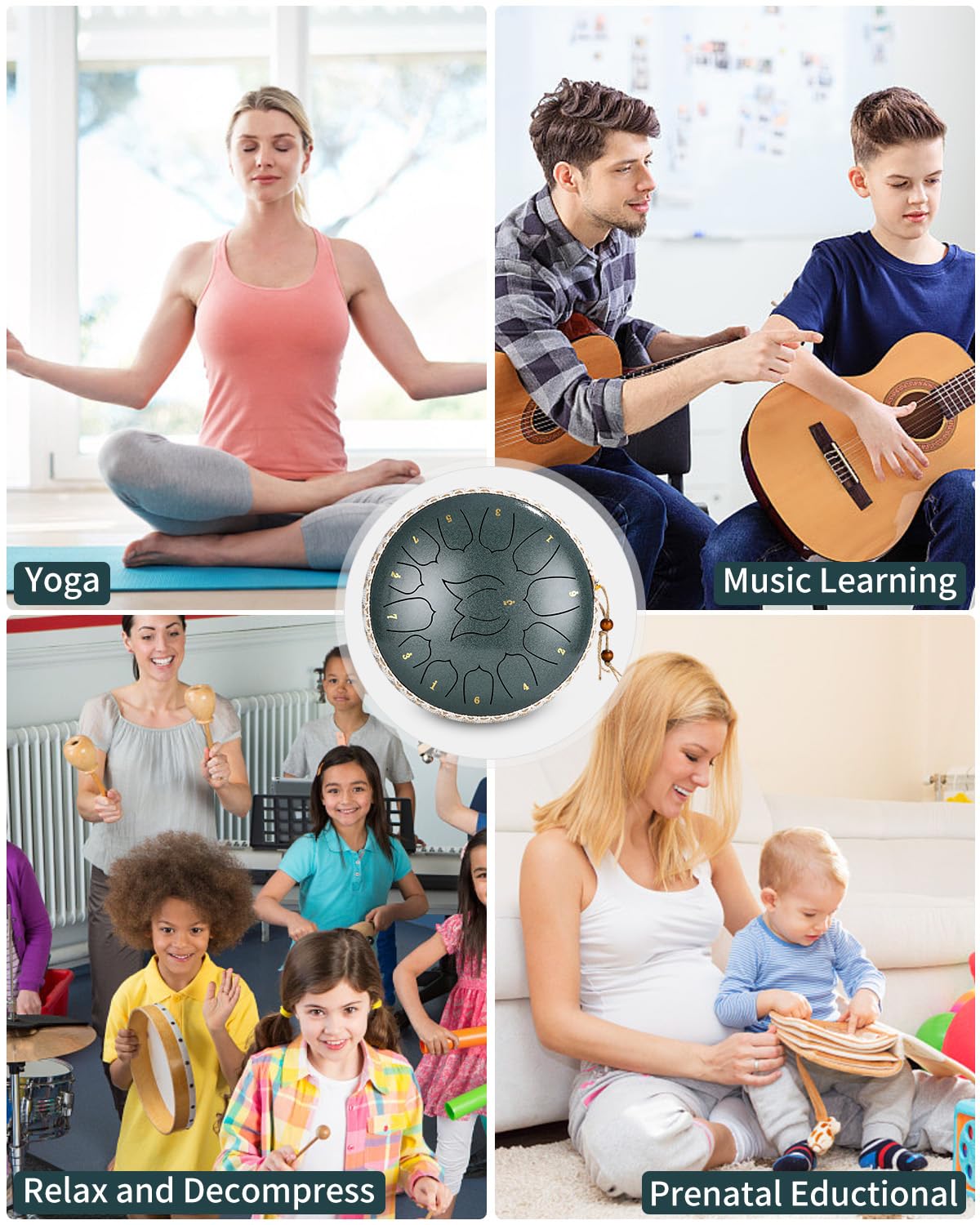 heuchaey Steel Tongue Drum,12'' 13Note Handpan Tongue drum Tamburo Handpan Strumento a Percussione con Bacchette per Tamburi Carry Bag Note Sticks spartiti in omaggio per Prestazione Meditazione Yoga