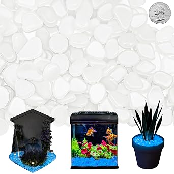 NAMTSO White Glow in the Dark Rocks Outdoor Garden Decor, 500 pcs, 2.3 lbs