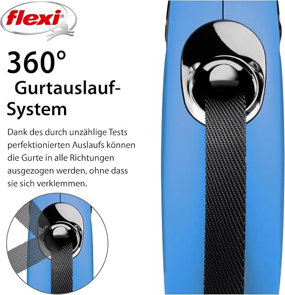 flexi® Classic S Gurt 5 m blau, Roll-Leine für Hunde bis 15 kg S: 5m (max. 15kg) Blau - 3