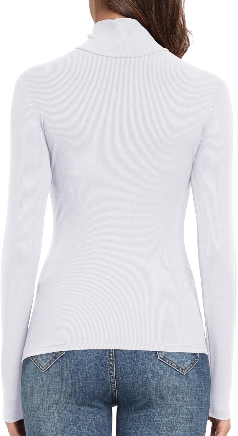 PALINDA Women's Ribbed Turtleneck Fitted Long Sleeve Shirts Basic Thermal Layering Tops - Image 4