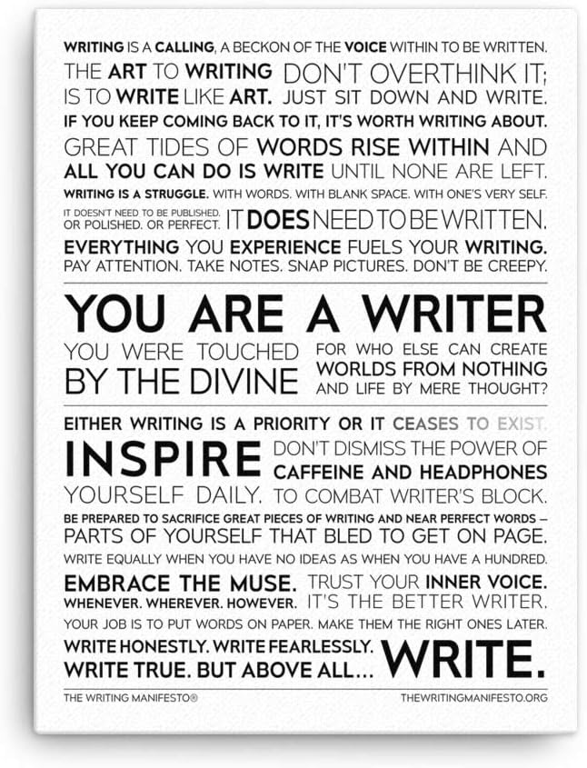Writer Inspiration Premium Print - Inspirational Quotes for Authors, Poets & Wordsmiths to Increase Creativity & Overcome Writer’s Block; Writing Poetry Wall Art; Gift for Writers; Glossy 12x16 Inches