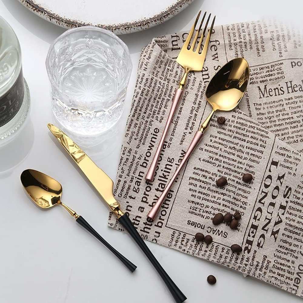 32-Piece Silverware Set with Steak Knives for 8, Food-Grade Stainless Steel Flatware, Includes Spoons Forks Knives, Kitchen Cutlery Set For Home Office Restaurant Hotel, Small Waist Handle