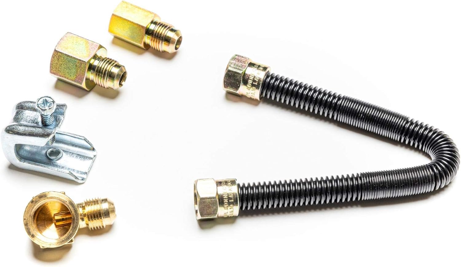 Gas Burner Non-Whistle Flex Line Connection Kit for Fireplace or Fire pits