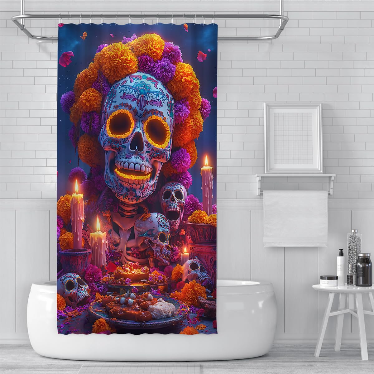 Tende Doccia Teschio Zucchero Messicano Day of The Dead 200x200cm