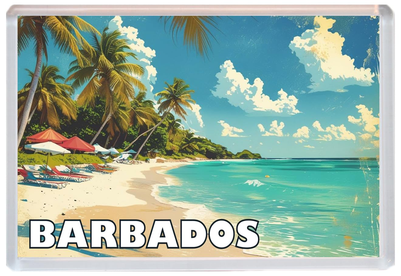 Baked Bean Store Multicolor Barbados - Jumbo Artistic Fridge Magnet 96 X 67Mm