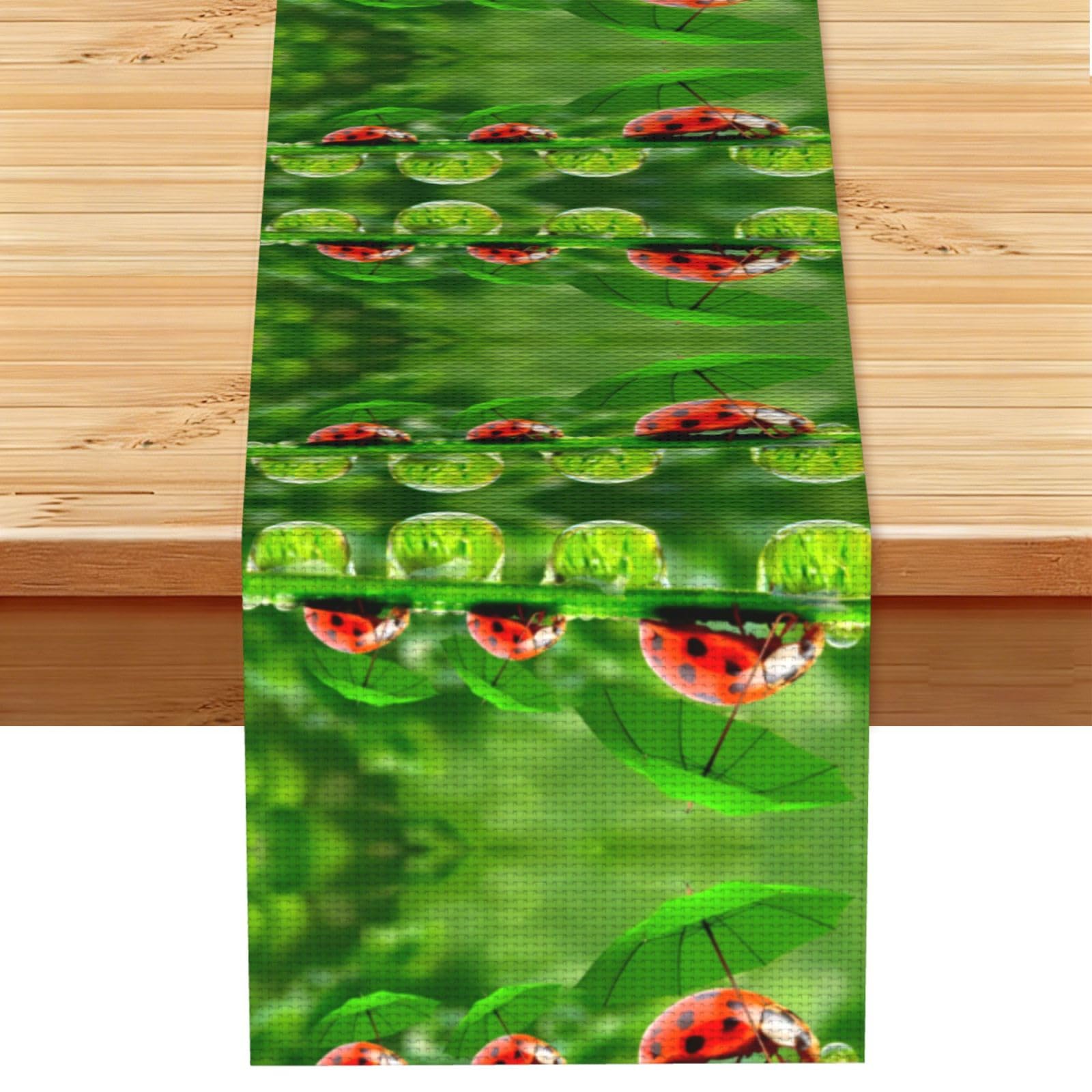 Funny Ladybug Linen Feel Table Runner Wedding Party Home Decoration