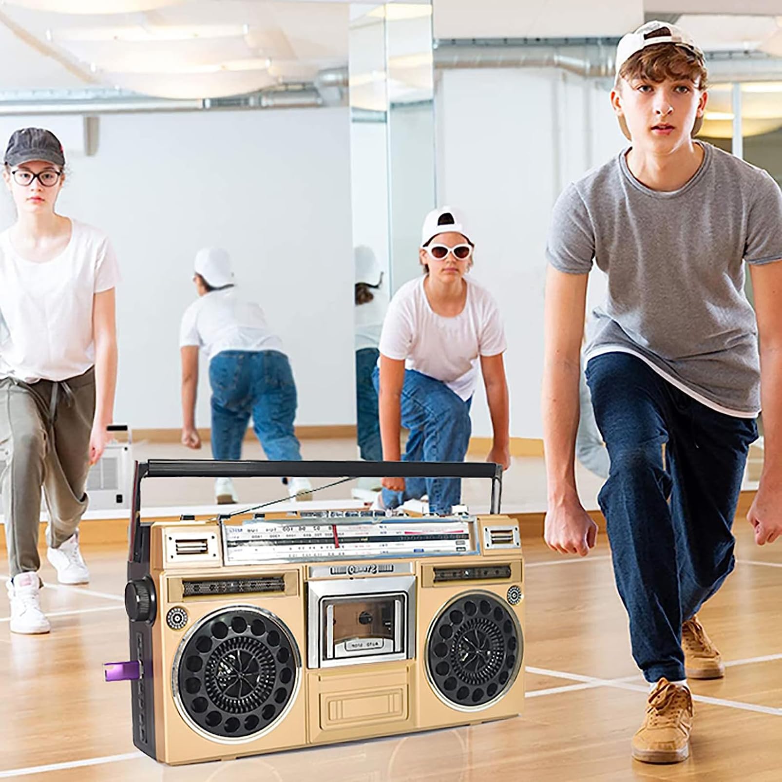 Odtwarzacz Kasetowy Z Radiem, Retro Boombox Odtwarzaczem CD, Radio AM/FM Głośnikiem I Gniazdem Słuchawkowym, Obsługa Kart SD Pamięci USB