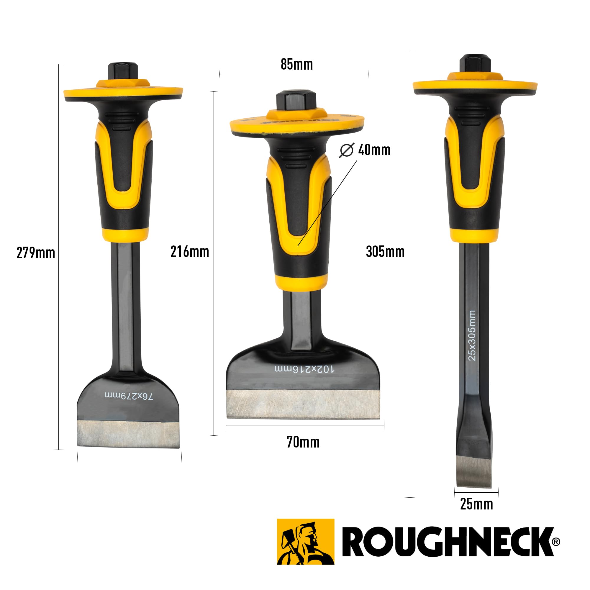 Roughneck ROU31993 Meißel- und Flachmeißel-Set, 3-teilig