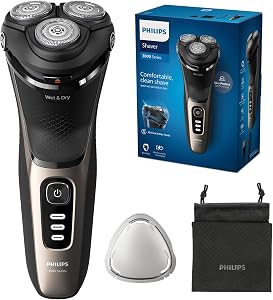 Rasoir Philips Série 3000, Rasoir Électrique Humide et Sec, Technologie SkinProtect, Tondeuse Pop-up, P-cap, Pochette de Voyage, Or Cendré, Modèle S3242/12