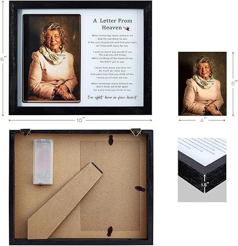 Vista 51 de WOODEXPE Regalo de condolencias de 8 x 10 pulgadas, caja de sombra conmemorativa LED, marco de fotos conmemorativo para la pérdida de un ser querido