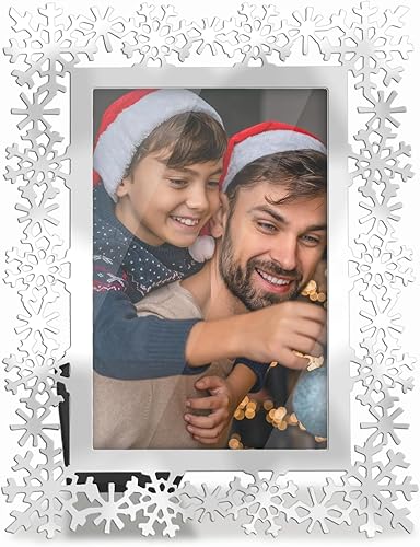 MIMOSA MOMENTS Marco de fotos de metal plateado con texto en inglés "Let's It Snow" (Nieve, foto de 4 x 6 pulgadas)