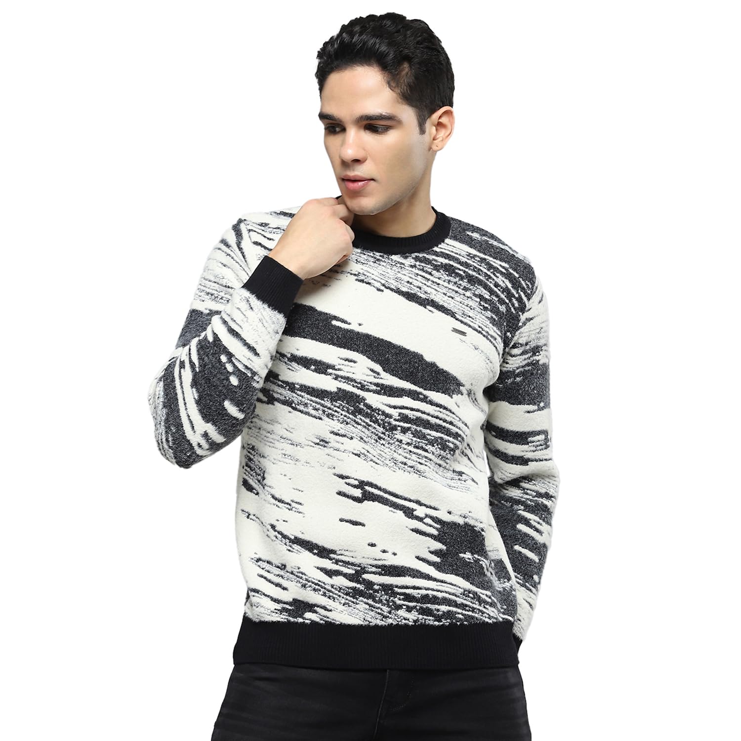 cloak & decker Mens Printed Black Round Neck Full Sleeves Pullover - 6240617748-2-36-picture-33
