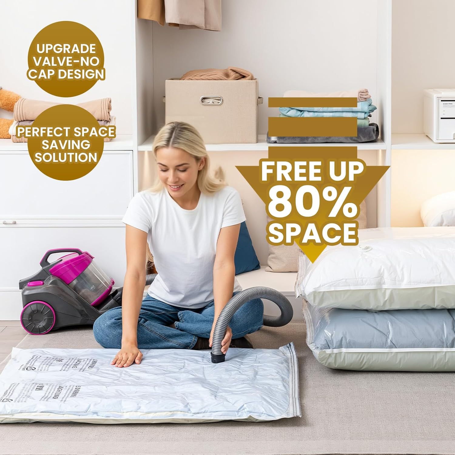 taili 4 pack vacuum storage bags, jumbo vacuum seal bags for clothing (40x31 inch), space saver for bulky bedding, comforters, blankets, pillows, large closet organization and storage 4 jumbo