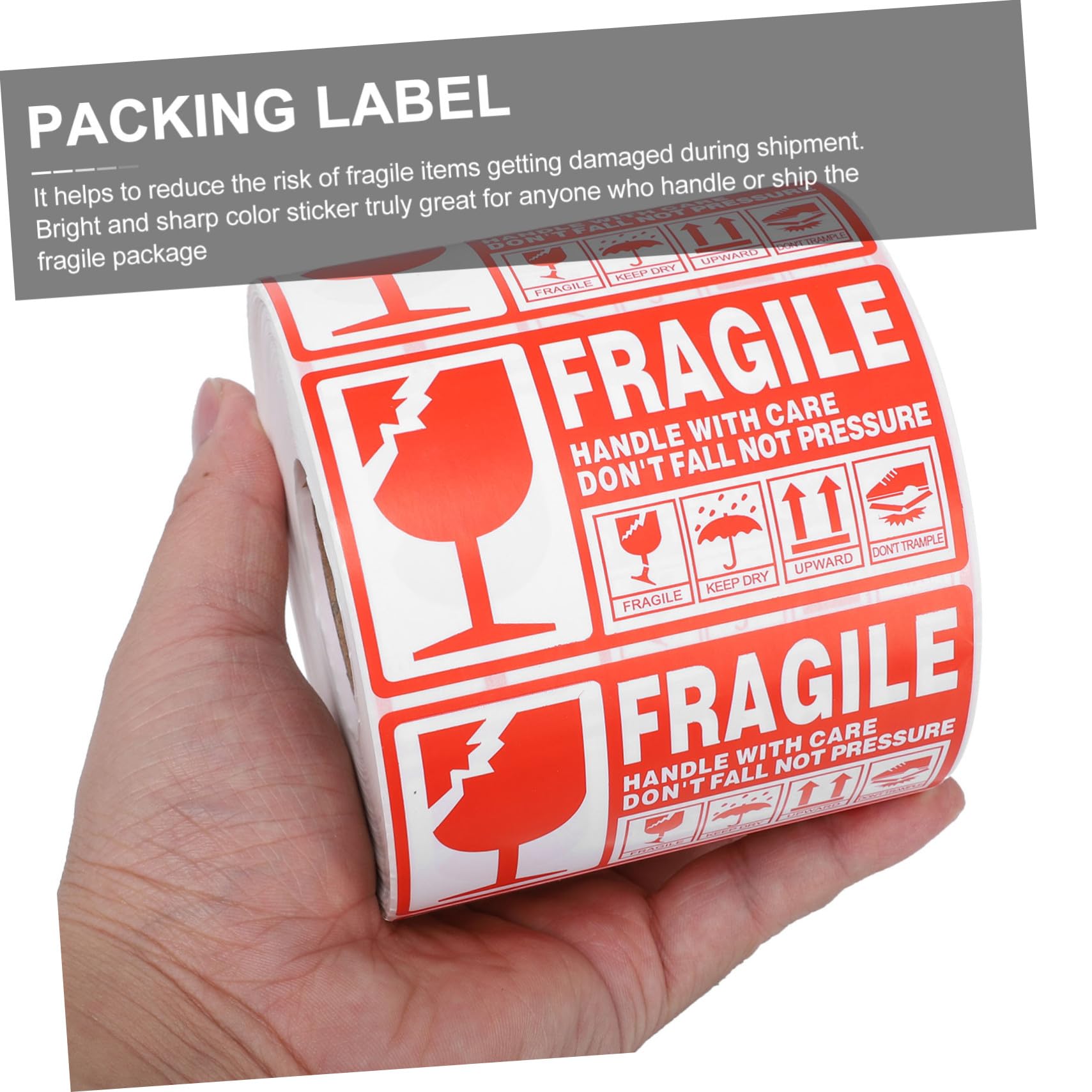 TEHAUX Adesivi per Pacco Fragile Autoadesivi 90x50mm Rotolo 1000 Etichette di Avvertenza Maneggiare con Cura per Imballaggio Spedizioni Industriali