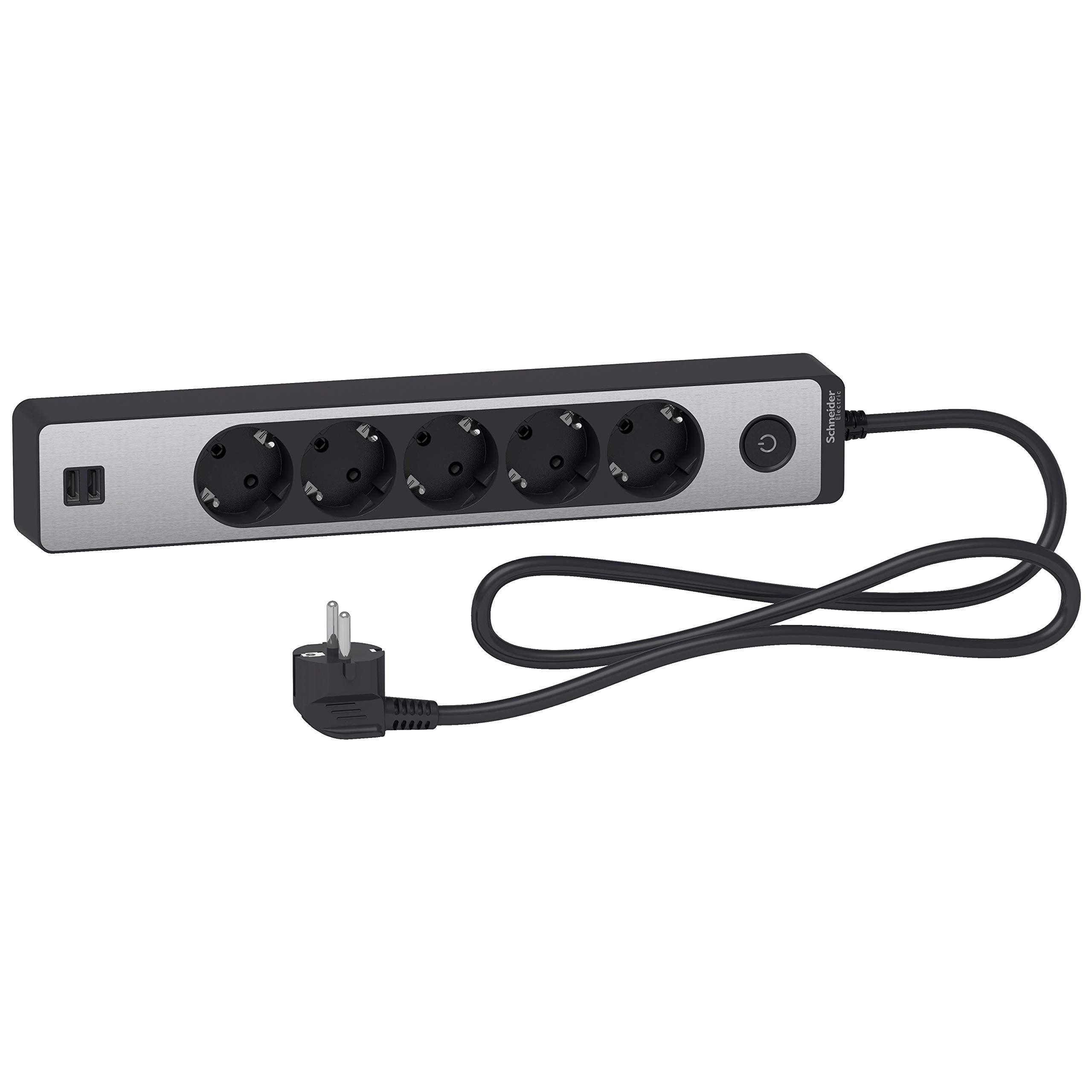Bloc multiprise 5 fiches et double USB pour charge rapide
