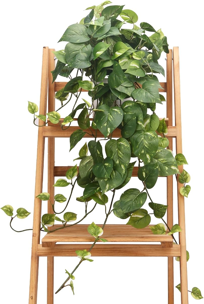 CEWOR Fake Plants Artificial Plants Indoor Faux Plant for Home Decor Silk Realistic Hanging Plants Potted Aesthetic Fake Pothos for Shelves Office Bedroom Bathroom Decor (Green)