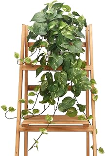 CEWOR Realistic Artificial Pothos Hanging Plant in White Pot - Premium Silk Faux Greenery for Home Office Bedroom Shelf Decor (Green, 32in)