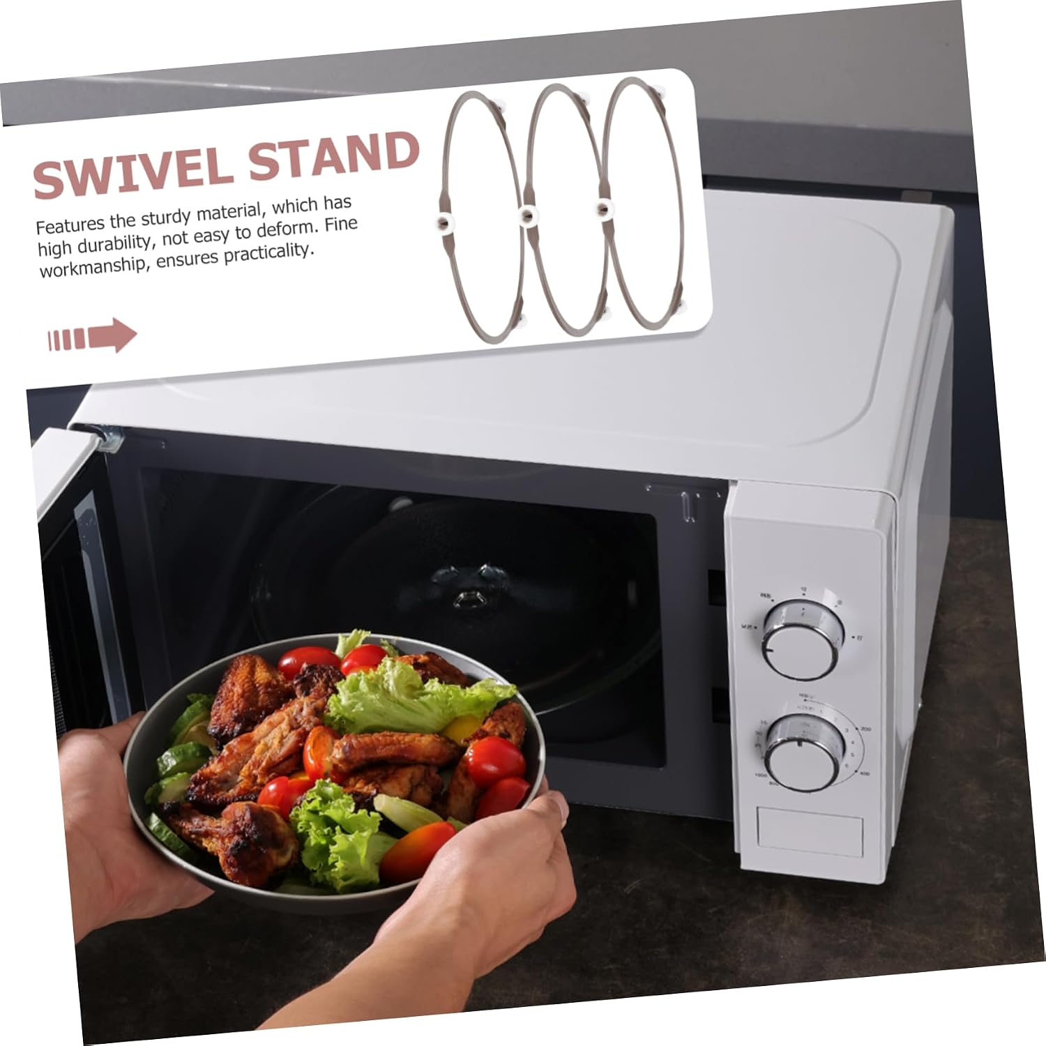 Microwave Turntable Holder Kit, Plastic Ring Base Replacement for Ovens