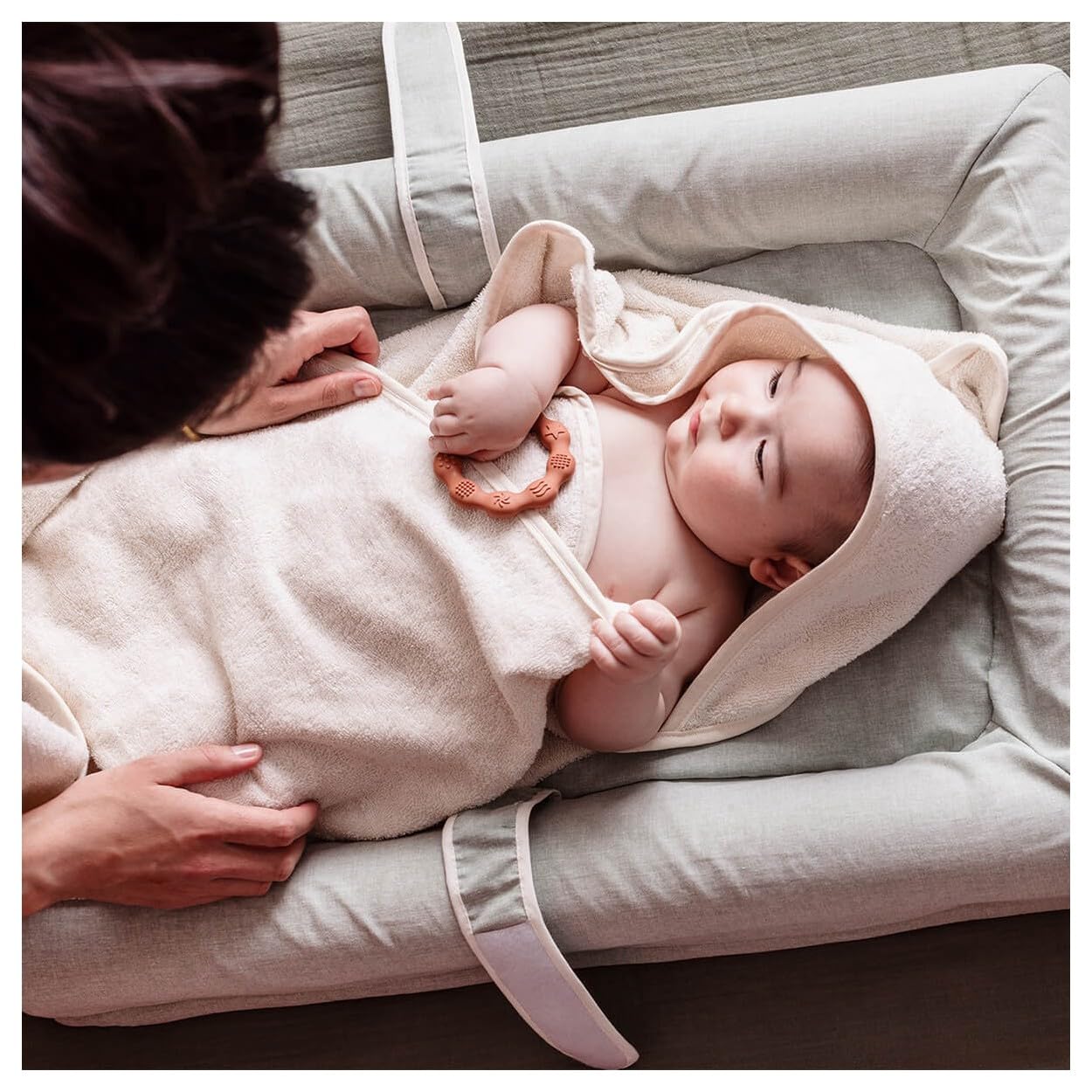 Cape de bain tablier XXL Parent/Bébé en viscose - 100x100 cm - Rose
