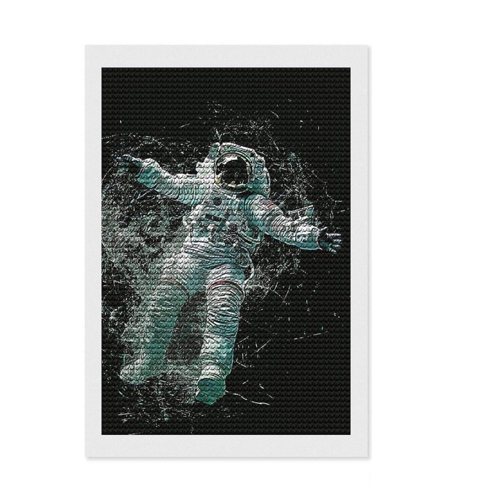 Junmoney Astronaut Fantasy DIY Diamond Art Canvas Kit 8"x12", Calming Craft to Unwind, Adhesive Canvas, Aesthetic Room Decor, Christmas Gift