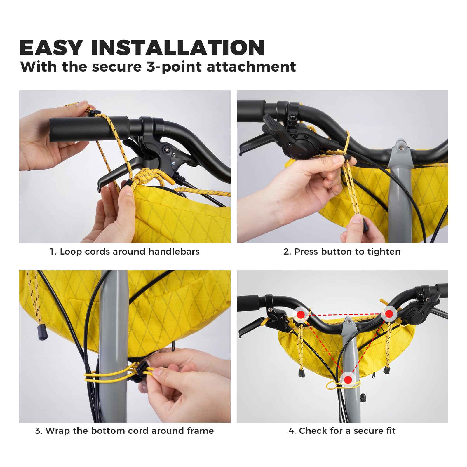 ROCKBROS Borsa da Manubrio per Bicicletta 1,8 L, Borsa a Tracolla Leggero Crossbody Bag, Adatta per Mountain Bike, Bici Pieghevoli, Monopattino e Pendolarismo, Giallo