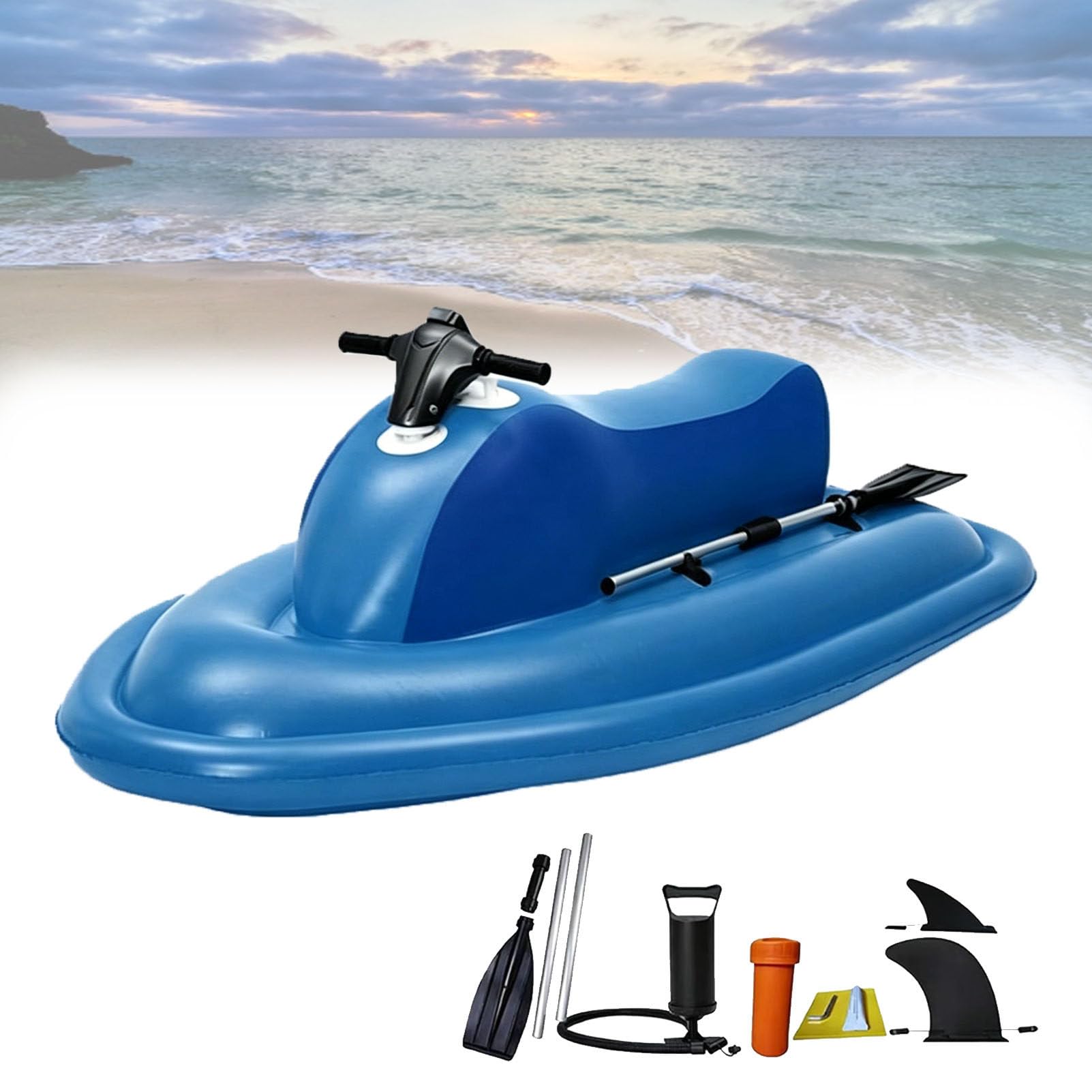 Pfps Portable Electric Inflatable Jet Ski with Underwater Scooter Function, 500W Motor, 7km/h Max Speed, 130Min Runtime for Swimming, Diving & Kayaking Nothruster