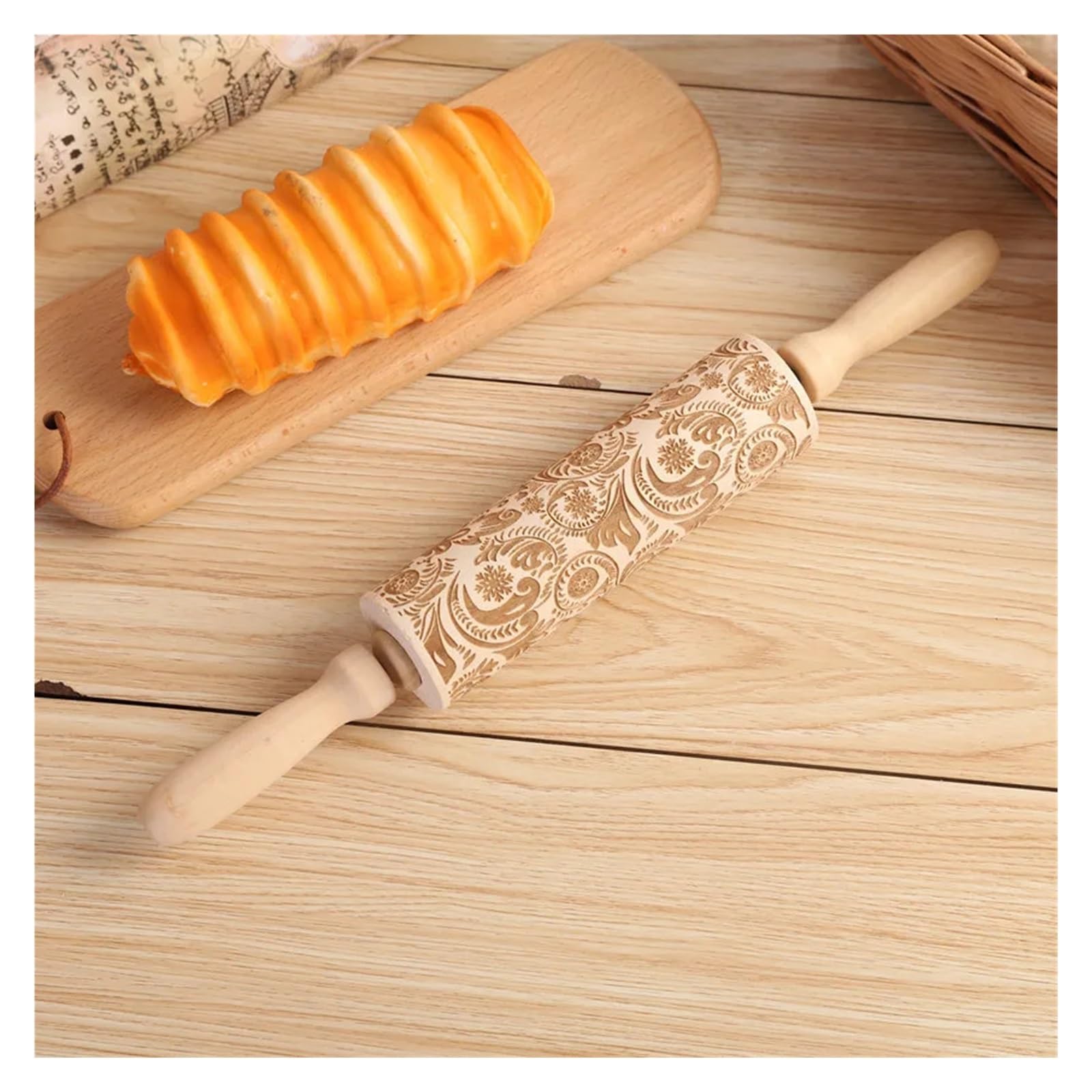 1 Rodillo Grabado en Relieve for Hornear Galletas, Fondant, Pasteles, Masa, Rodillo Estampado, Accesorios de Cocina para Cocina, Pastelería(Color 1)