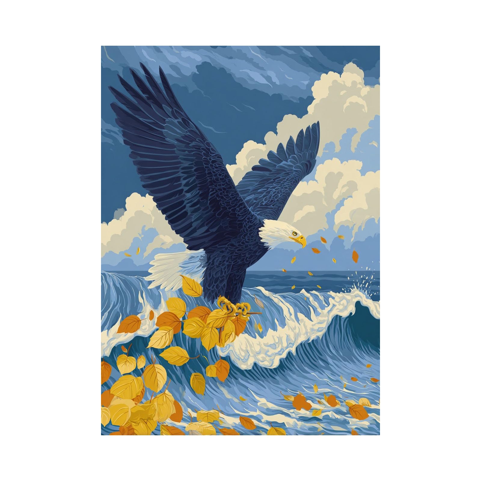 TERUEA Funny Bathroom Wall Art Poster Animal Flying Over Ocean Leaves Cute Animals Poster Artwork for Toilet Bathroom(Blue)-40x60cm Unframed