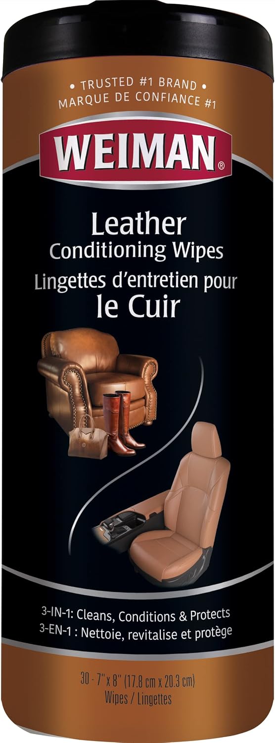 Weiman Leather Wipes - 6 Pack - Clean, Condition, Ultra Violet Protection Help Prevent Cracking or Fading of Leather Furniture, Car Seats and Interior, Shoes