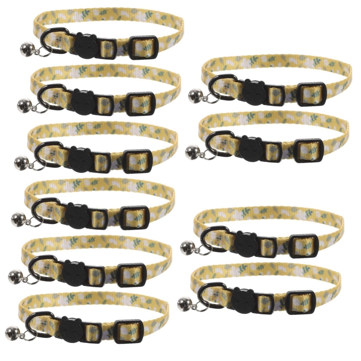 VANZACK 10pièces Collier De Chat Imprimé avec Cloche pour Chats Filles Collier Détachable Réglable Et Confortable Accessoire Festif pour Animaux De Compagnie Fleurs
