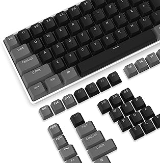 PBT Keycaps 104 Keys OEM Profile Double-Shot Full Keycap Set ANSI ISO Layout for Mechanical Keyboard, Compatible with MX Switches Cherry/Gateron/Kailh/Akko Switch (Black & Grey, Only Keycaps)