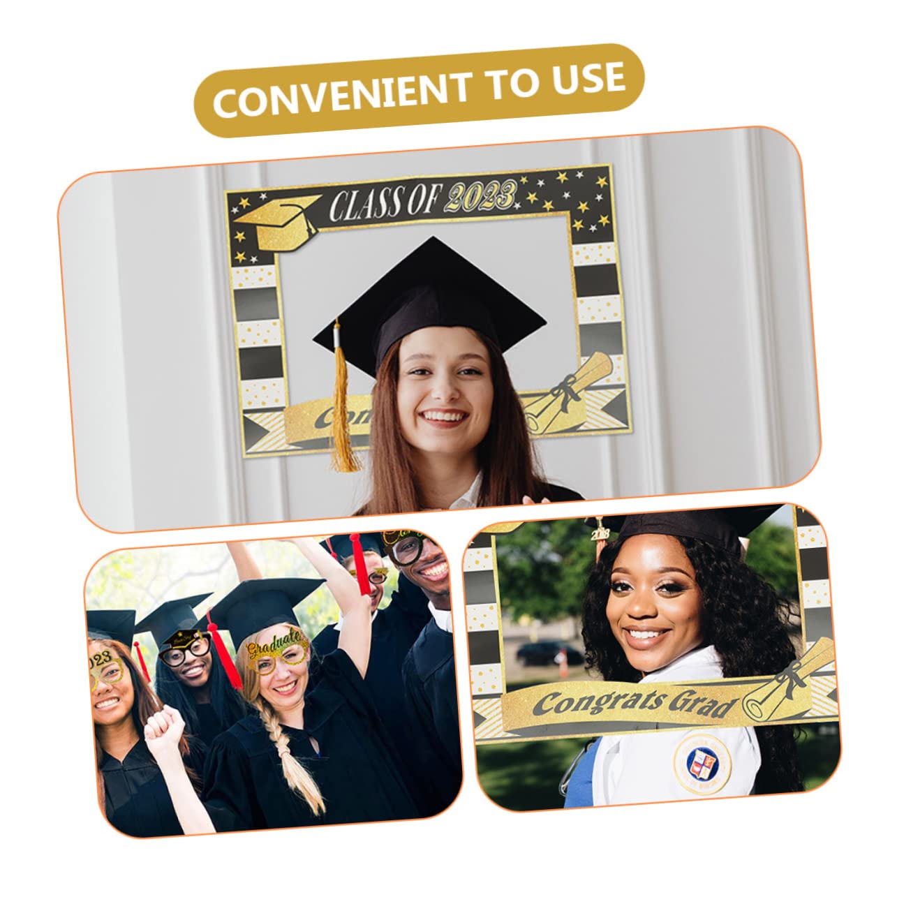 Cabilock 4 Ensembles Lunettes de Graduation de Accessoires Photo avec Cadre Papier pour Fête de Remise de Diplôme et Photobooth Décoration Amusante pour la