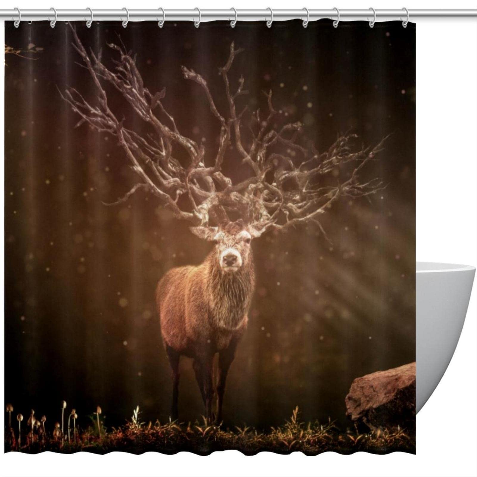 Rideau de douche cerf de la forêt imperméable pour salle de bain propre