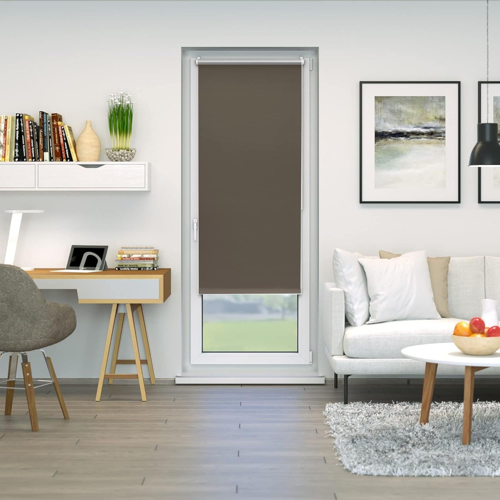 Żaluzje Bez Wiercenia 105 x 180 cm Ochrona Przed Słońcem, Roleta Zaciemniająca Chroniąca Z Akcesoriami Instalacyjnymi Do Kuchennego, brązowy