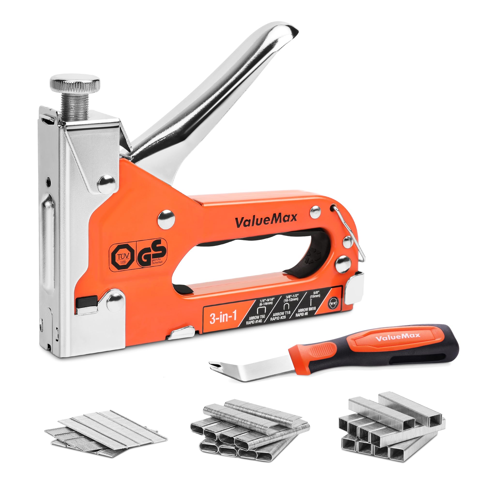 ValueMax 3'ü 1 arada el zımbası seti, 3000 mandallı, TÜV GS onaylı