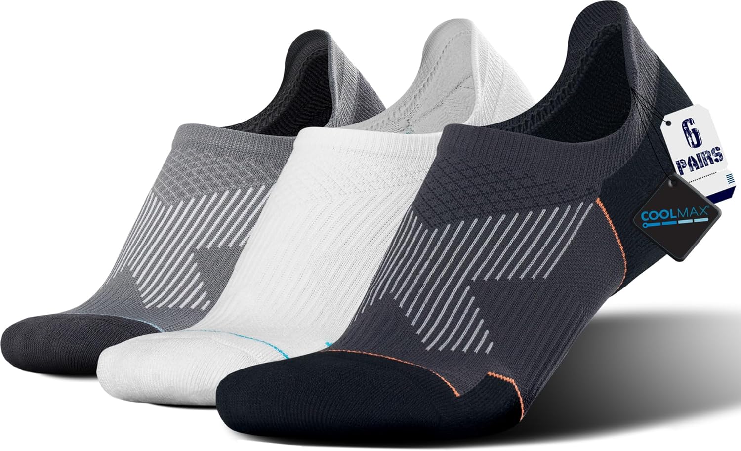 BRISIRA Bamboo Viscose Coolmax Mens No Show Socks Cushioned Moisture Wicking Anti Blister Athletic Low Cut Socks