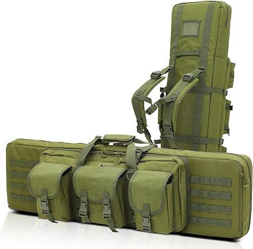 Madog - Bolsa doble para rifle de 47 pulgadas, funda suave para pistola táctica larga y portátil, para disparar, caza, transporte, verde oliva