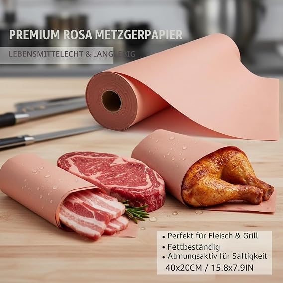 40 cm x 20 m Pink Butcher Paper Food-Grade Butcher Paper