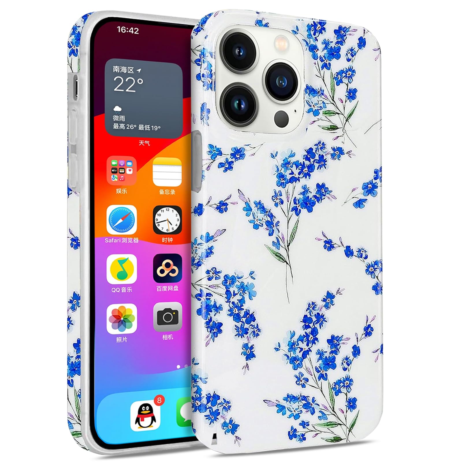 Custodia Design New York Custodia IPhone 15 Pro VELVET CAVIAR - Glitter Rosa Con Fiori Ciliegio Cover Iphone Fashion - Foto 6