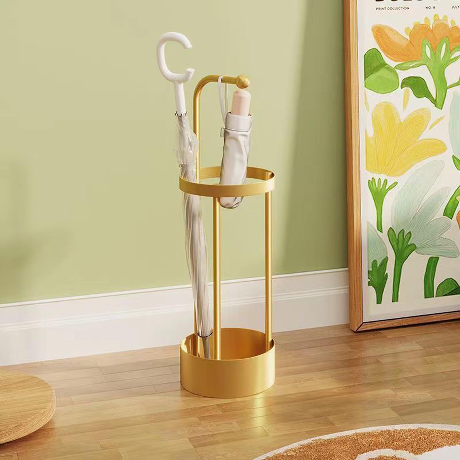 Supporto per ombrellone Bello e alla Moda Portaombrelli con Telaio in Ferro per corridoi Domestici all'Ingresso,d'oro